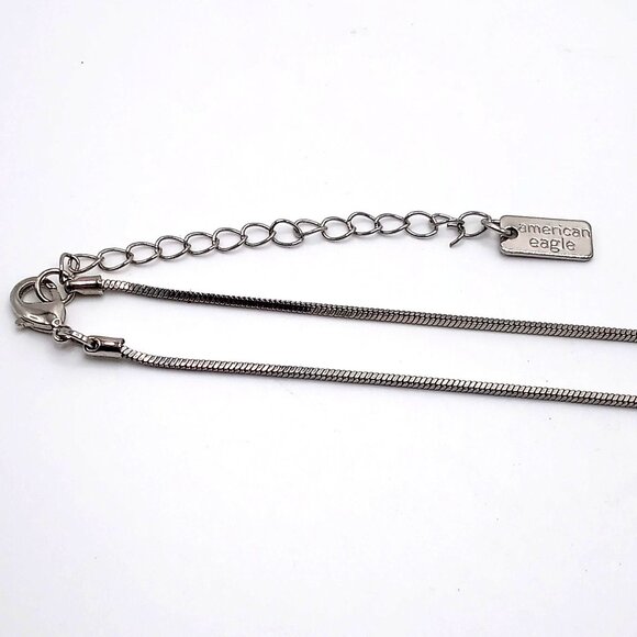 American Eagle Choker Necklace Silver-Tone Snake Chain Adjustable 12"-15" Length - Picture 5 of 10